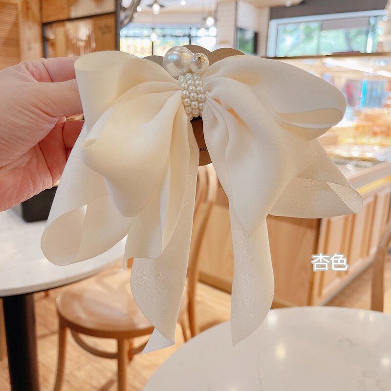 Hair Clip - Manufacturer Korea Big Bow Pearl Spring Elegant Women