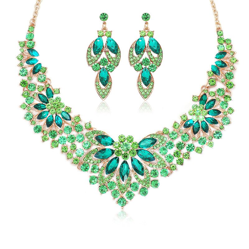 Jewelry Set - Manufacturer Green Leaves Flower Luxury Bridal Wedding
