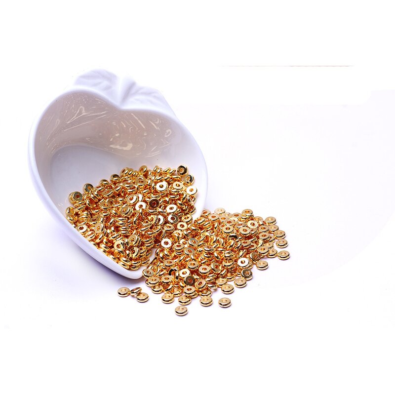 Spacer Beads - Manufacturer Gold Plated Flat Round DIY Jewelry Making