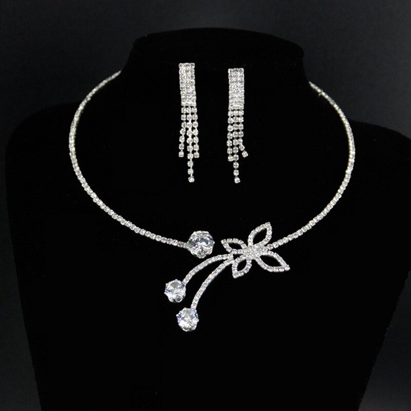 Necklace Set - Manufacturer 2PCS Butterfly Zircon Clavicle Chain Short
