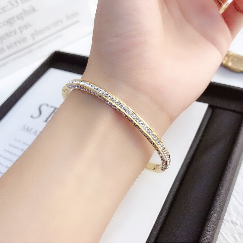 Bangle - Manufacturer Korea Diamond Stainless Steel Braided Cuff Bracelet