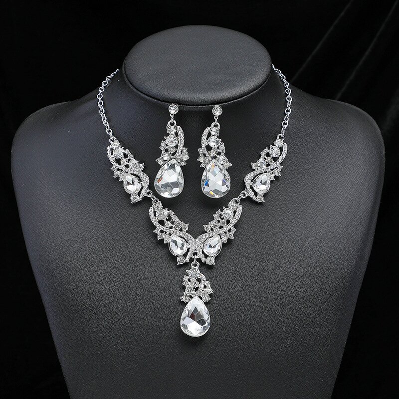 Jewelry Set - Manufacturer Water Drop Multi Color Crystal Wedding Women