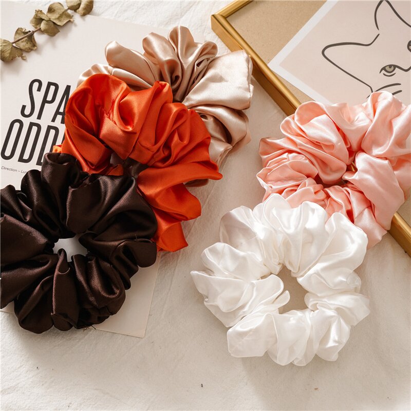 Hair Scrunchies - Manufacturer Oversized Silk Jumbo Solid Color Satin