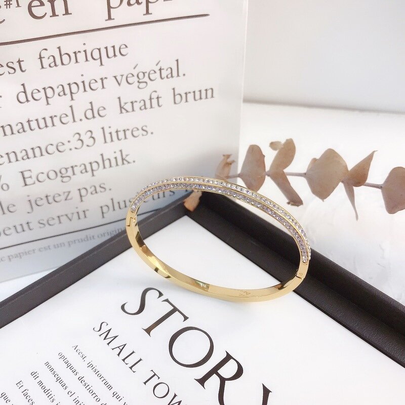 Bangle - Manufacturer Korea Diamond Stainless Steel Braided Cuff Bracelet