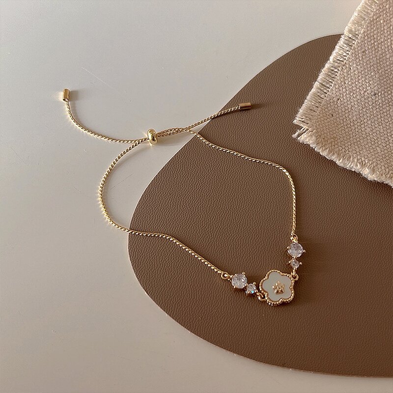 Bracelet - Manufacturer 18K Gold Plated Shell Flower Zircon Adjustable