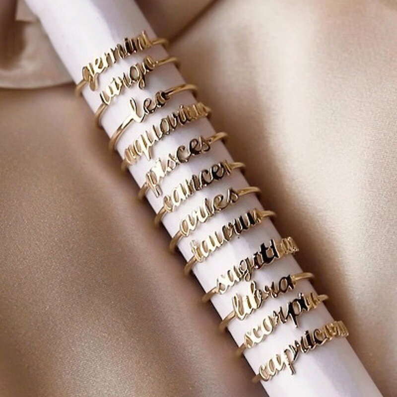 Ring - Manufacturer 12 Constellations Open Lucky Zodiac Gold Best Friend