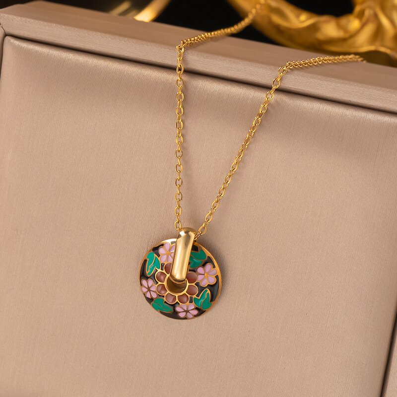 Jewelry Set - Manufacturer 18K Gold Plated Enamel Stainless Steel Necklace