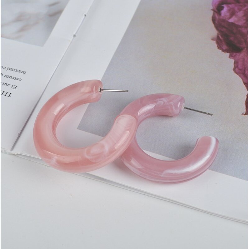 Earrings - Manufacturer Geometric C-Shaped Hoop Chunky Acrylic Resin Stud