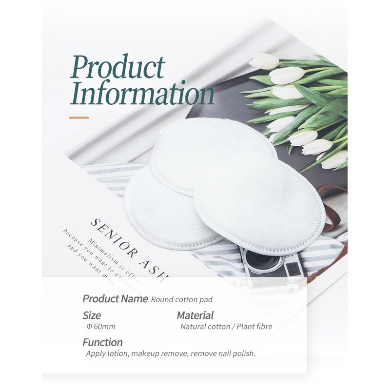 Cotton Pads 100Pcs - Eco Friendly Round Lint Free Hypoallergenic