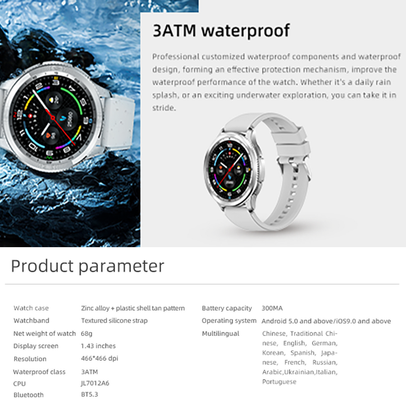 Z166 Smart Fitness Watch HD AMOLED Screen Waterproof 123+ Sport Heart Rate Monitor Android IOS Activity Trackers for Men Silicon