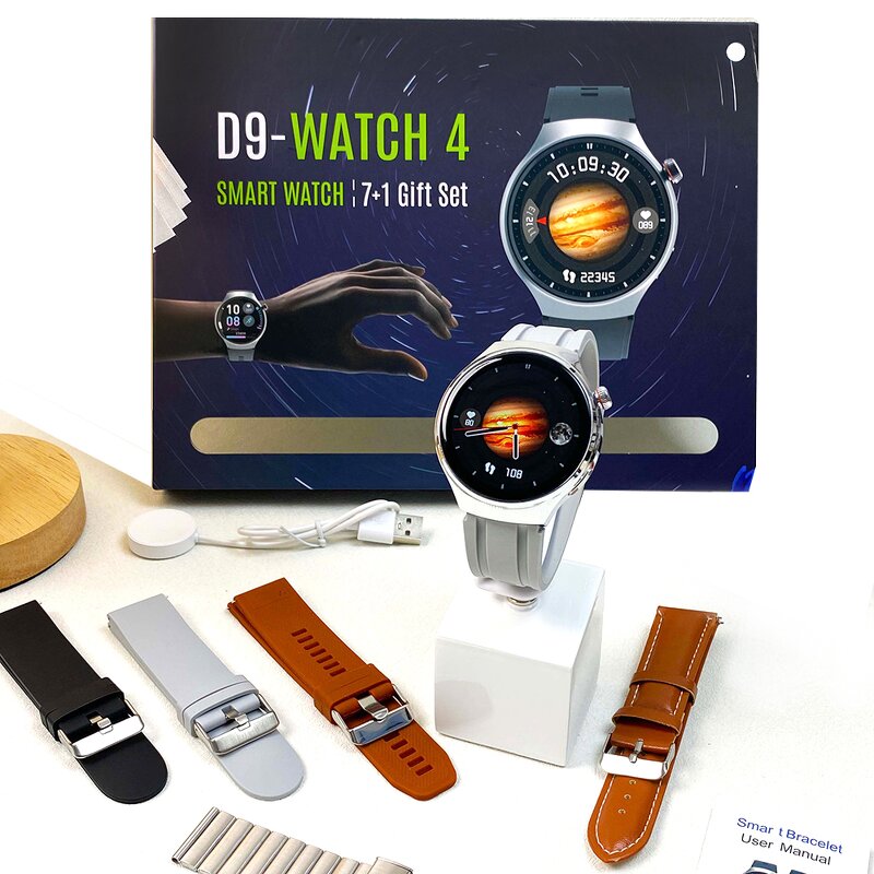 New Arrival D9-Watch 4 7 in 1 Set 1.52 Screen BT Call Heart Rate Sport Watch for Men 2025 Silica Gel Touch Waterproof Smartwatch