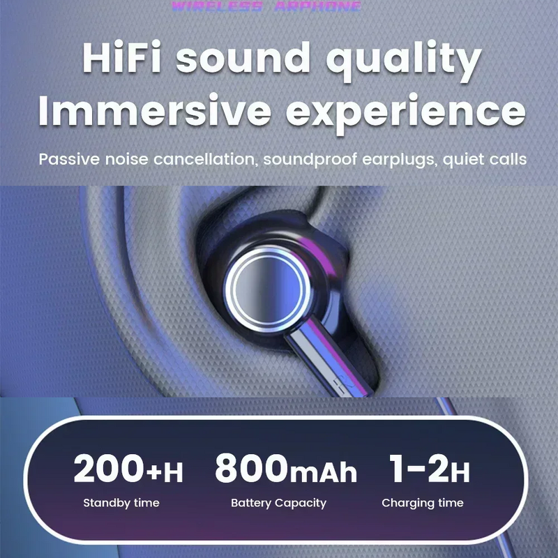 Neckband Headphones Manufacturer - BT 5.4 Gaming LED Display