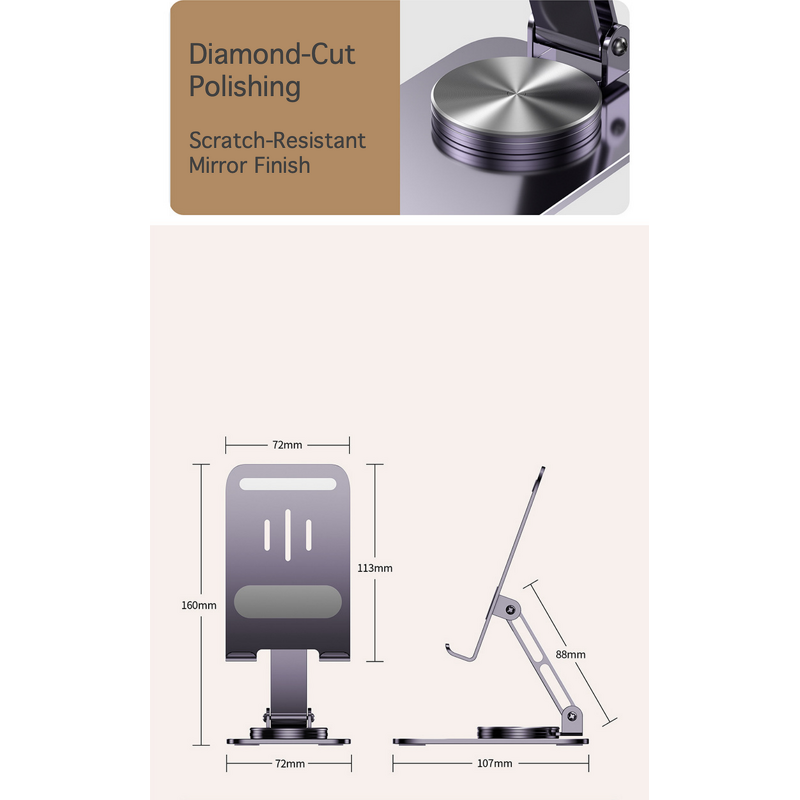 Tablet Stand - Manufacturer 360° Foldable Aluminum iPad Laptop Desk Accessory