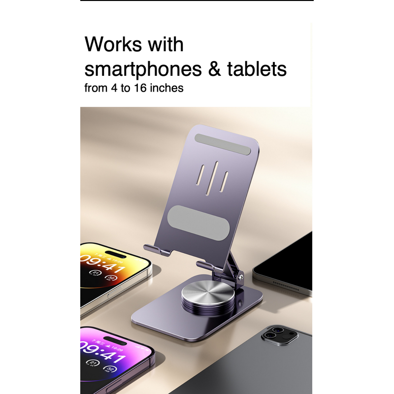 Tablet Stand - Manufacturer 360° Foldable Aluminum iPad Laptop Desk Accessory