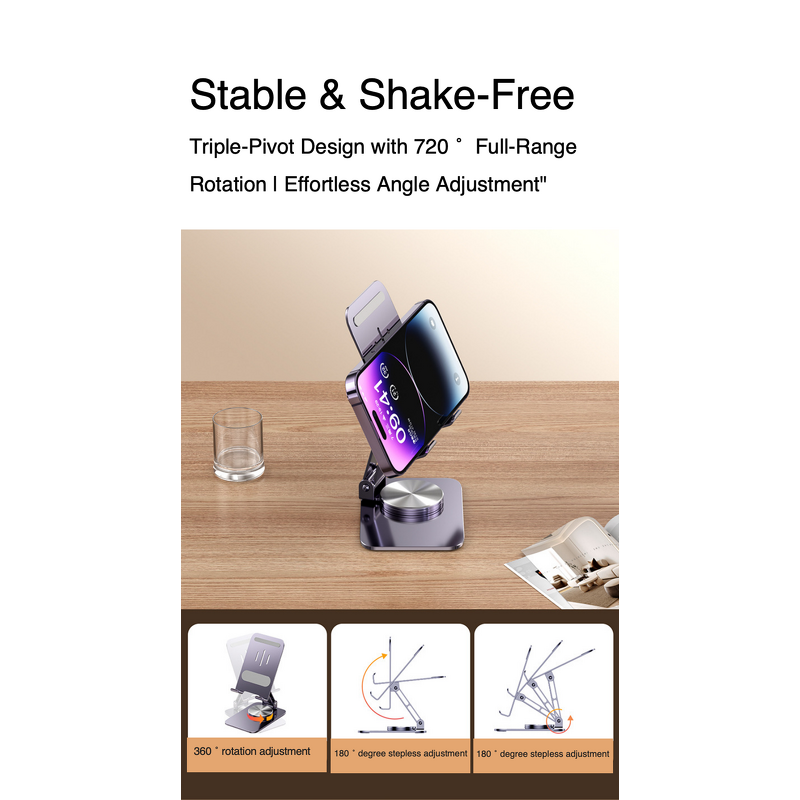 Tablet Stand - Manufacturer 360° Foldable Aluminum iPad Laptop Desk Accessory
