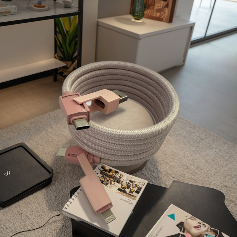 Charging Cable - Manufacturer 3-in-1 Nylon Braided iOS Type-C Micro-USB Ports