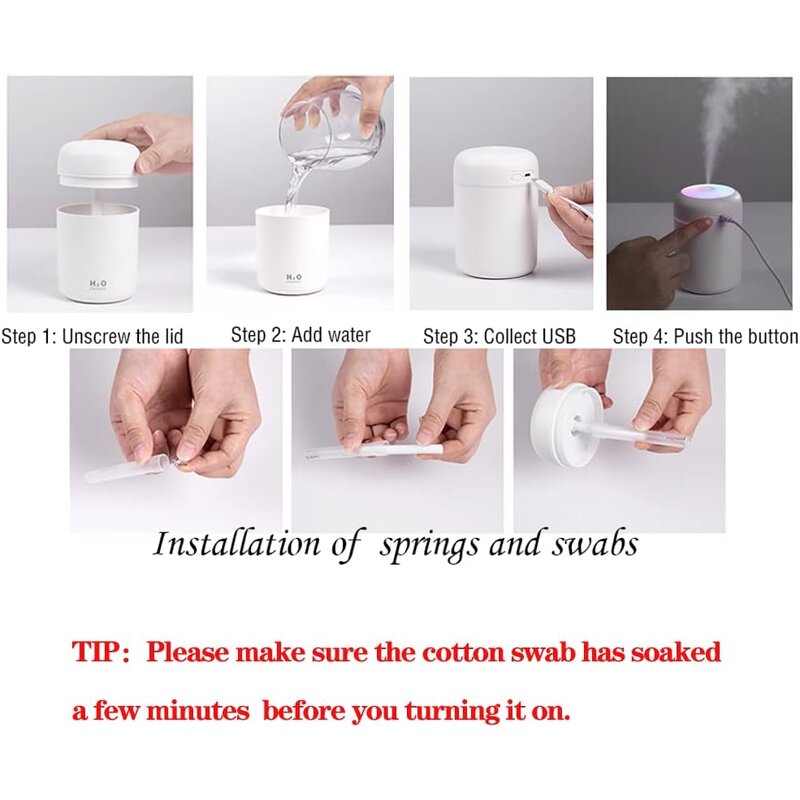 Humidifier - Manufacturer 300ml USB LED Night Light Auto-Shut-Off Bedroom