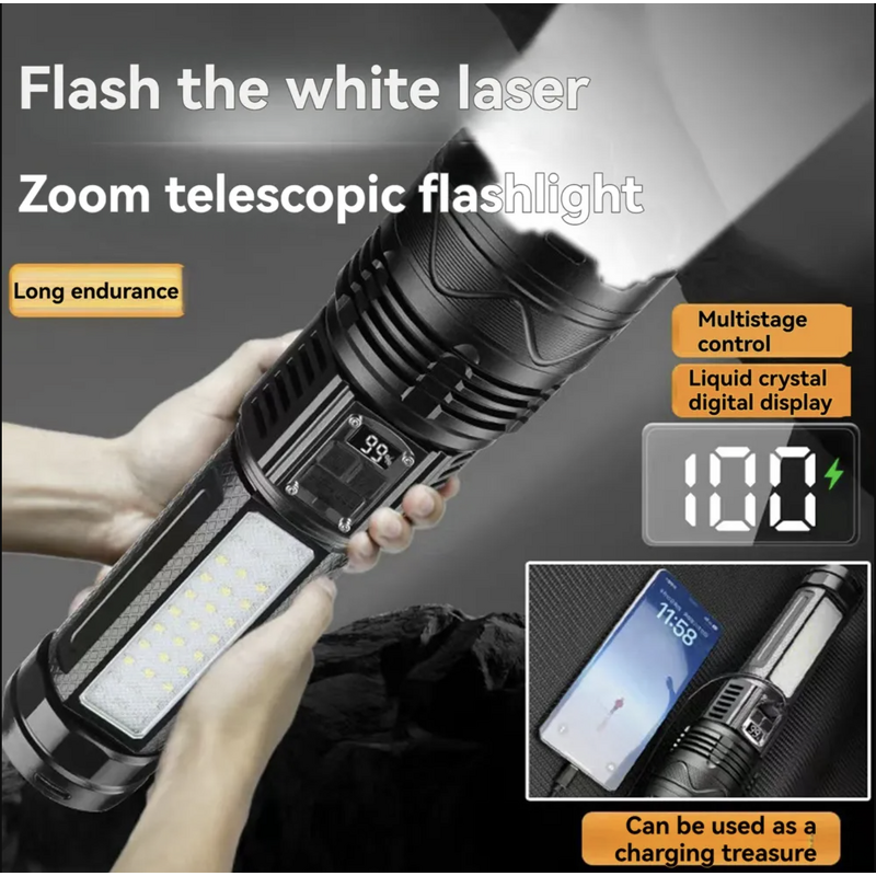 Laser Flashlight - Manufacturer 30W Aluminum Super-Bright Focusable Red Blue Long-Range