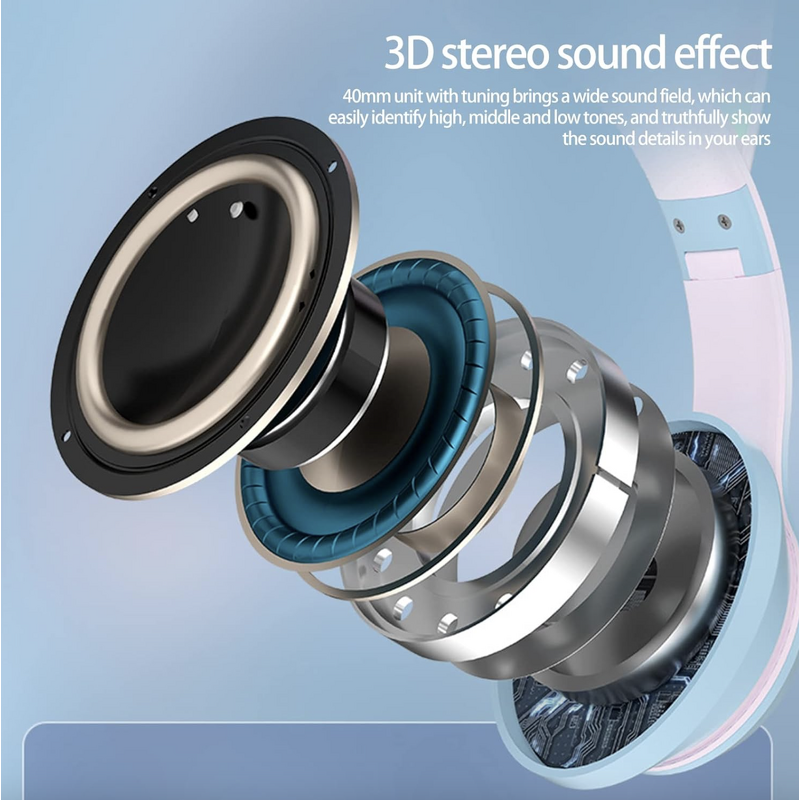 Wireless Headphones - Manufacturer Cat Ears RGB Light Stereo Noise Cancelling Mic