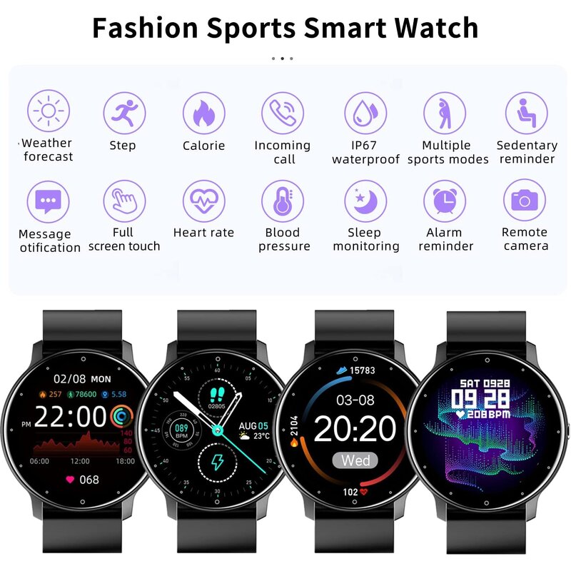 Smart Watch - Manufacturer HD Touch Waterproof Fitness 24 Sports Sleep Heart Rate