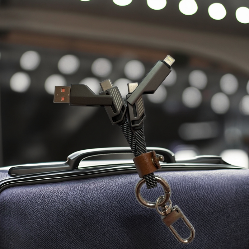 Charging Cable - Manufacturer 3-in-1 3A Fast PVC Jacket Key Chain Earphones