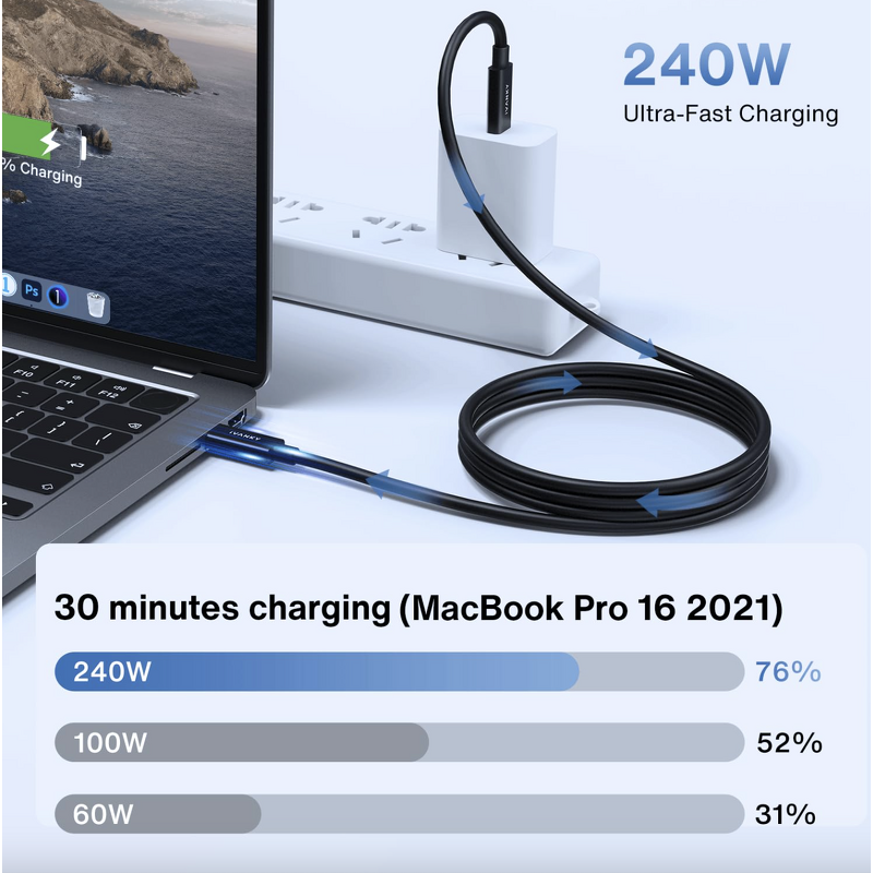 USB Cable - Manufacturer Thunderbolt 4 4.9FT 40Gbps 240W 8K iPhone 16/15 Metal