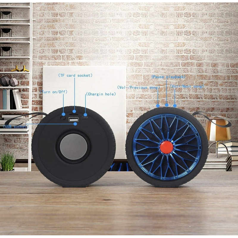 Bluetooth Speaker - Manufacturer Portable Tire Shape Plastic LED Deep Bass Outdoor