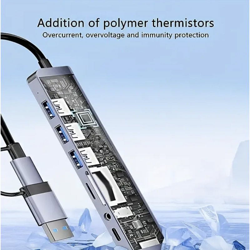 USB C Hub - Manufacturer 8-in-2 Aluminum USB3.0 SD/TF 3.5mm Audio MacBook iPad