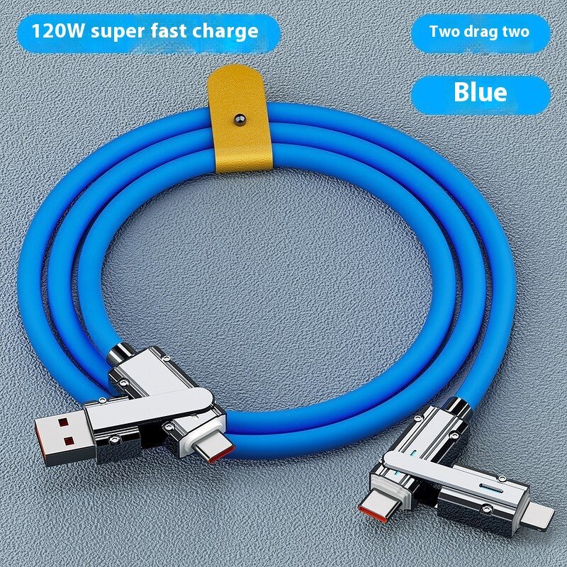 USB Cable - Manufacturer 120W USB-C 4-in-1 USB-A/C Silicone Phone Laptop Tablet