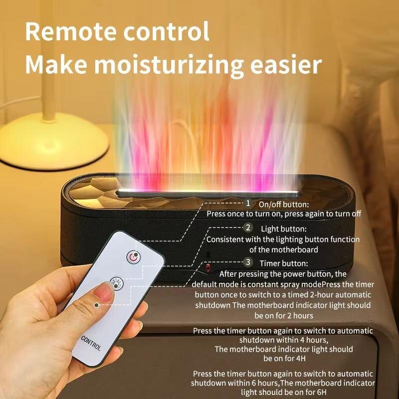 Aroma Diffuser - Manufacturer New Rainbow Fire Flame USB Humidifier Remote Essential