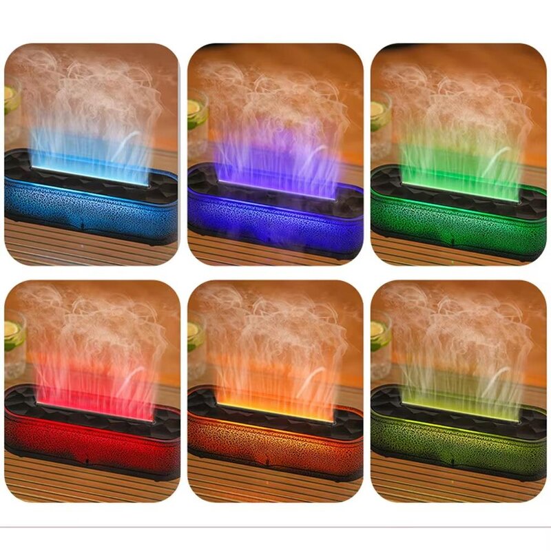Aroma Diffuser - Manufacturer Rainbow Fire Flame USB Humidifier Remote Essential Oil