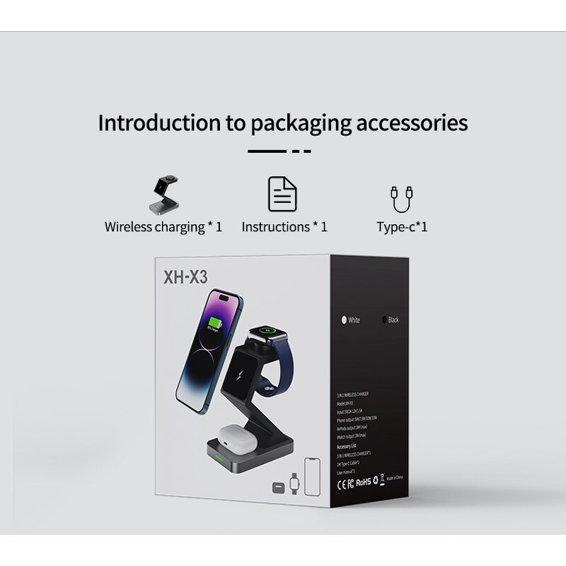 Wireless Charger - Manufacturer 2025 3-in-1 Type-C 15W PD Magnetic Phone Holder