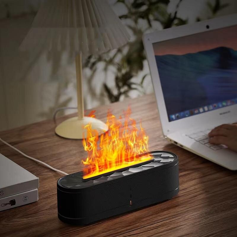 Aroma Diffuser - Manufacturer Rainbow Fire Flame USB Humidifier Remote Essential Oil