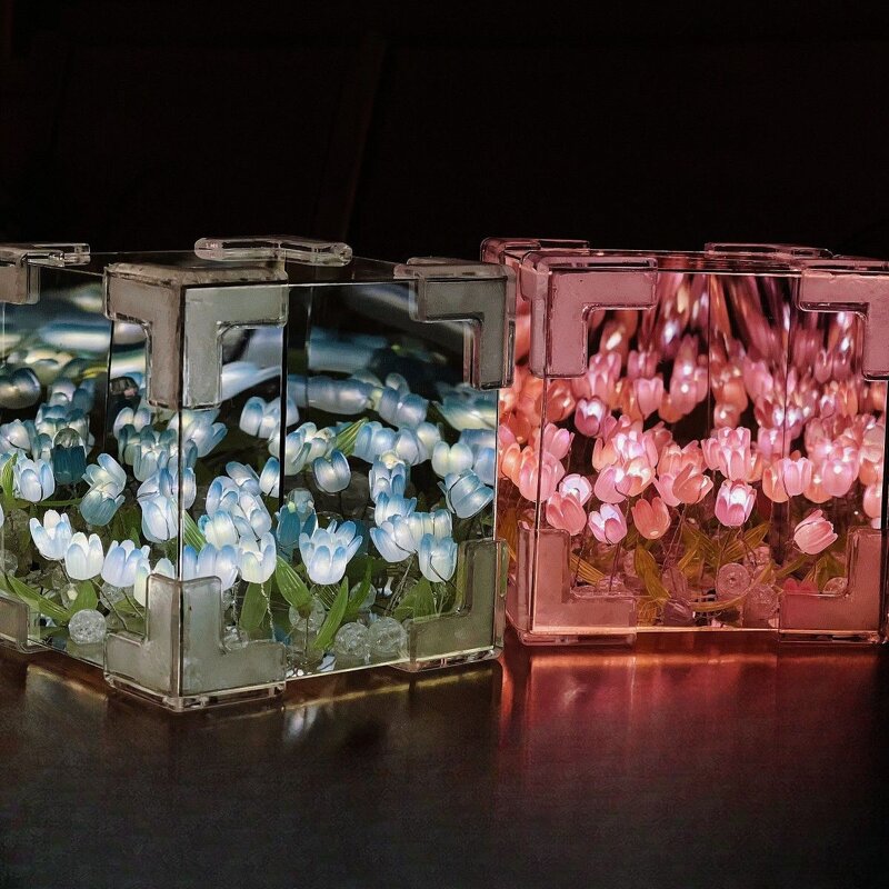 Night Light - Manufacturer DIY Tulip Mirror Garden Ornament Bedroom Decorative