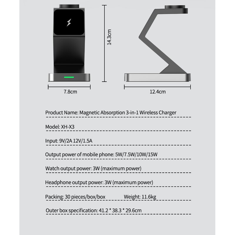 Wireless Charger - Manufacturer 2025 3-in-1 Type-C 15W PD Magnetic Phone Holder