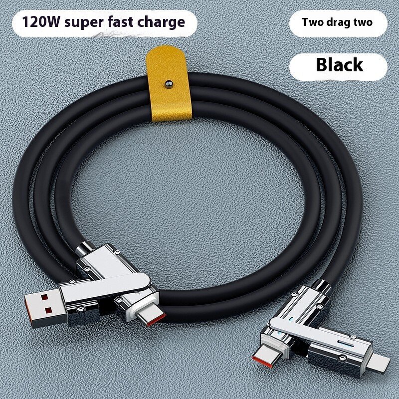USB Cable - Manufacturer 120W USB-C 4-in-1 USB-A/C Silicone Phone Laptop Tablet