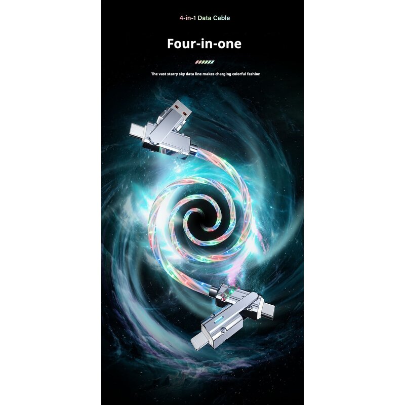 USB Cable - Manufacturer 4-in-1 Color Light Zinc Alloy Two-to-Two Consumer Electronics