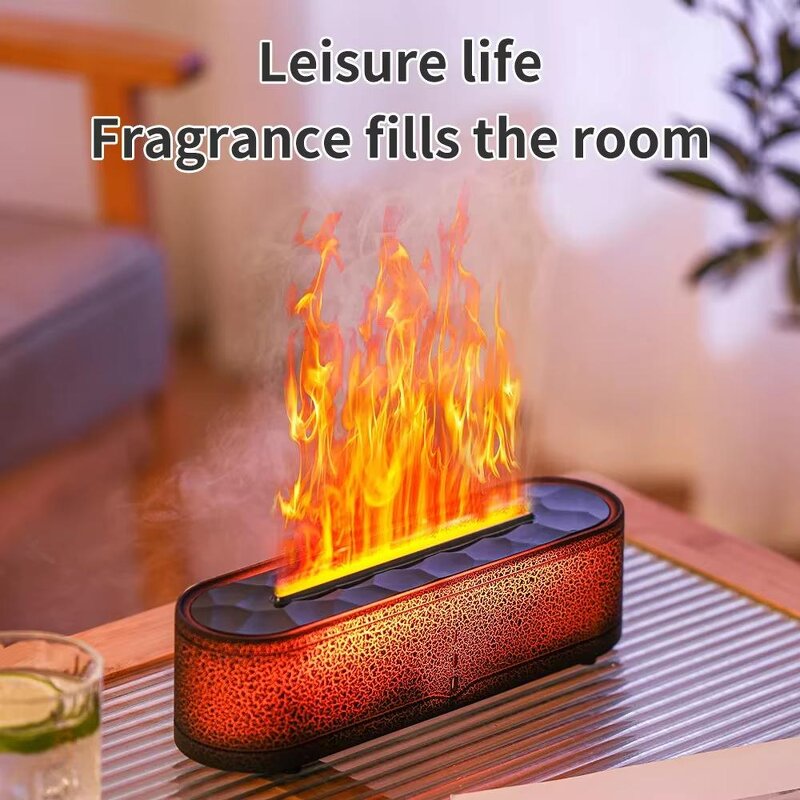 Aroma Diffuser - Manufacturer New Rainbow Fire Flame USB Humidifier Remote Essential