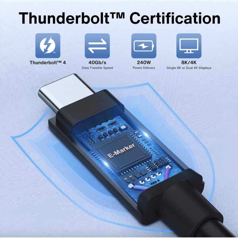 USB Cable - Manufacturer Thunderbolt 4 4.9FT 40Gbps 240W 8K iPhone 16/15 Metal