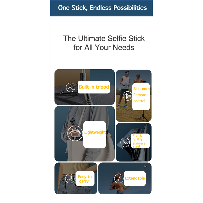 Selfie Stick - Manufacturer Bluetooth Remote Mobile Holder Vlogging Live Group