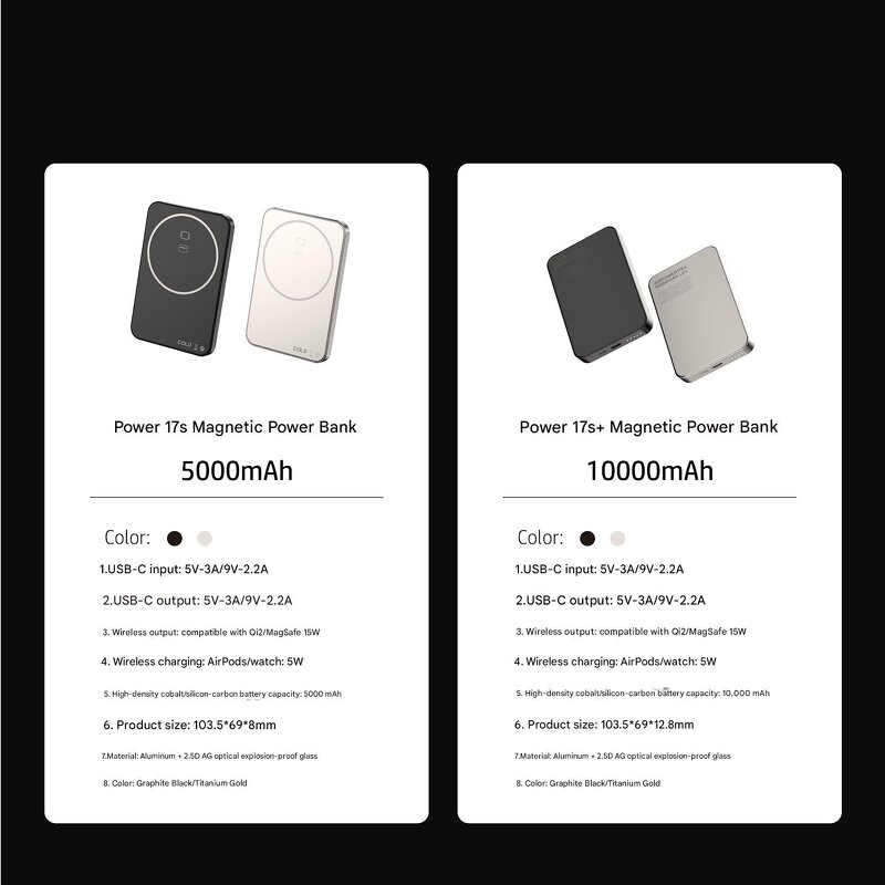 Power Bank - Manufacturer Qi2 20W 15W Aluminum Magnetic Type-C 3A OEM 3D