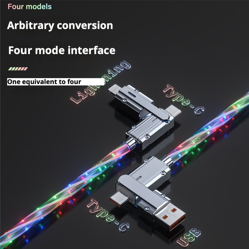 USB Cable - Manufacturer 4-in-1 Color Light Zinc Alloy Two-to-Two Consumer Electronics