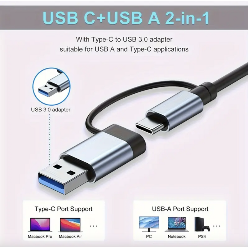 USB C Hub - Manufacturer 8-in-2 Aluminum USB3.0 SD/TF 3.5mm Audio MacBook iPad