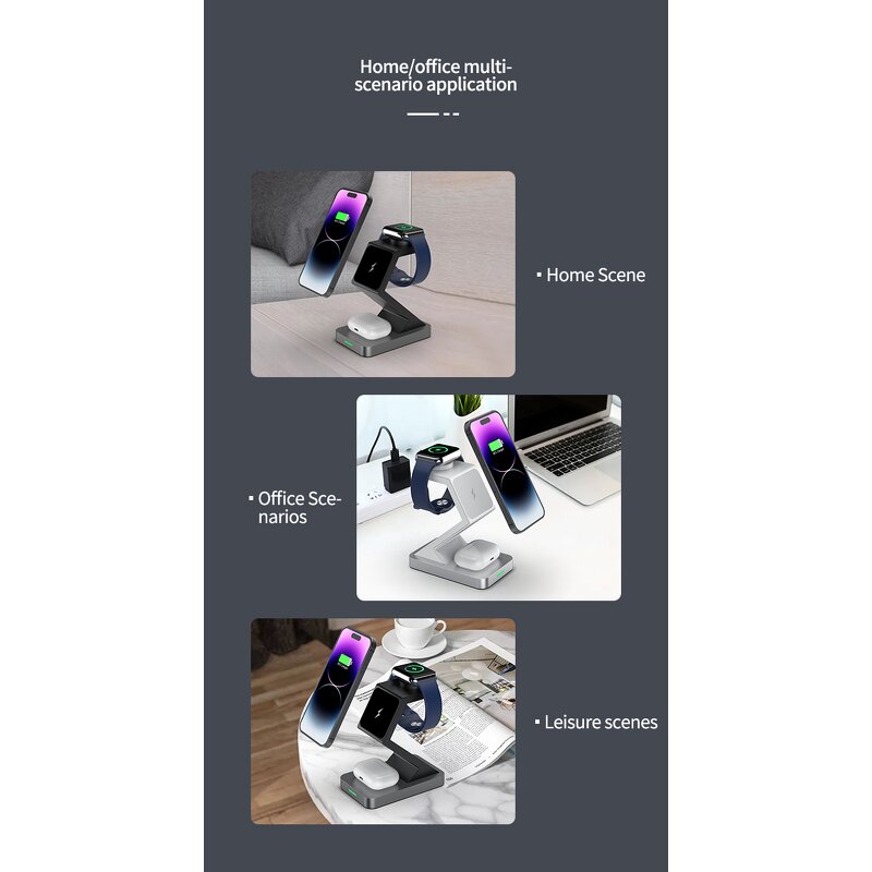 Wireless Charger - Manufacturer 2025 3-in-1 Type-C 15W PD Magnetic Phone Holder