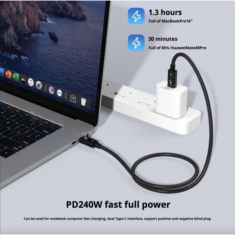 USB Cable - Manufacturer Thunderbolt 5 240W 120Gbps 16K60Hz 1m/1.5m SSD EGPU