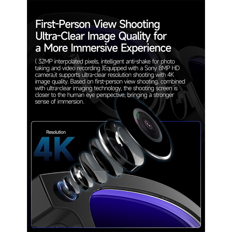 Smart Glasses Manufacturer - W630 with 8MP Camera AI Translation IP66