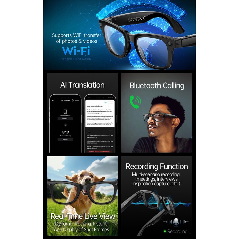 Smart Sports Glasses Manufacturer - W620 5MP Camera WiFi IP66