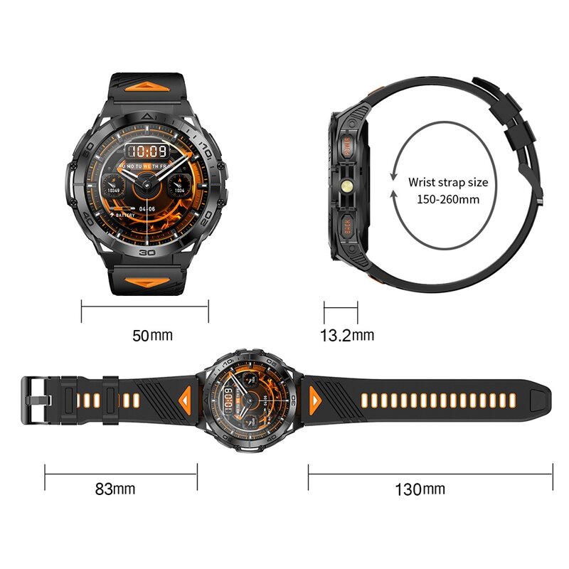 Outdoor Smart Watch Manufacturer - K71 1.6" AMOLED BT Call LED Flashlight