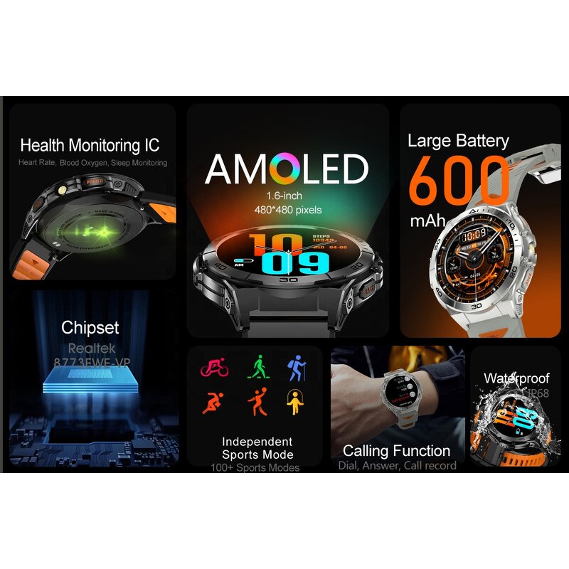 Sports Smart Watch Manufacturer - K71 AMOLED LED Flashlight 600mAh