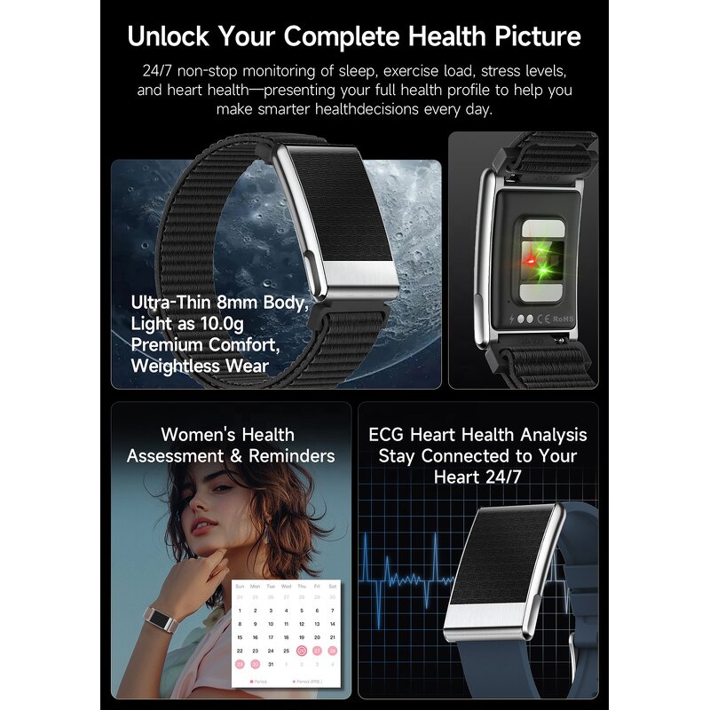 Smart Bracelet Manufacturer - E900 No Screen ECG PPG SpO2 120+ Sports